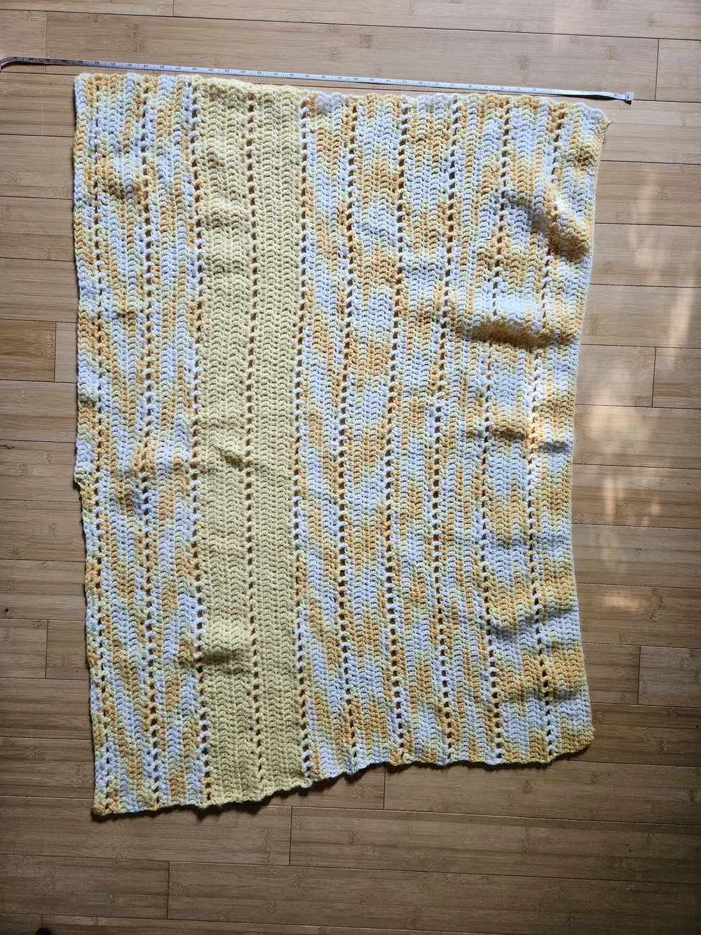 Handmade Yellow and White Crochet Baby Blanket